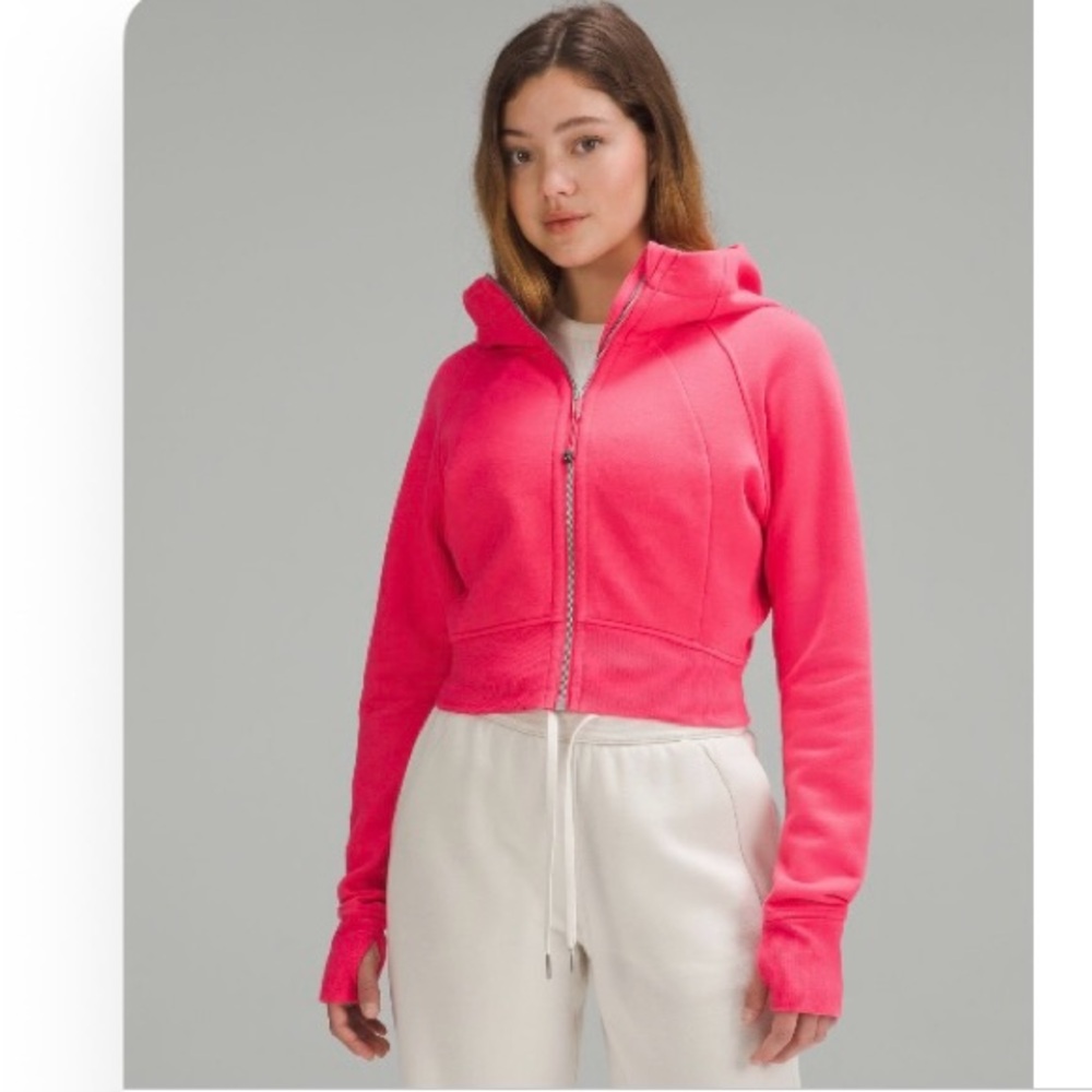 lululemon Lip Gloss Pink Scuba Full-Zip Cropped Hoodie sz8